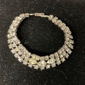 Vintage Rhinestone and Silver Bracelet